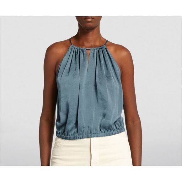 NWT THEORY  ~ Satin Gathered Halter Neck Cami Top Size S STUNNING Vacay - Picture 1 of 7